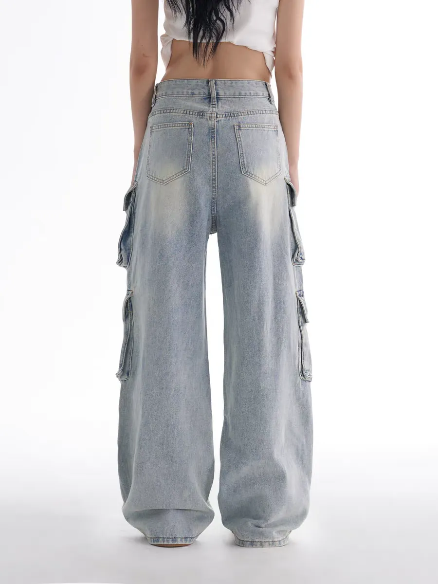 6-Pocket Utility Denim Cargo Jeans