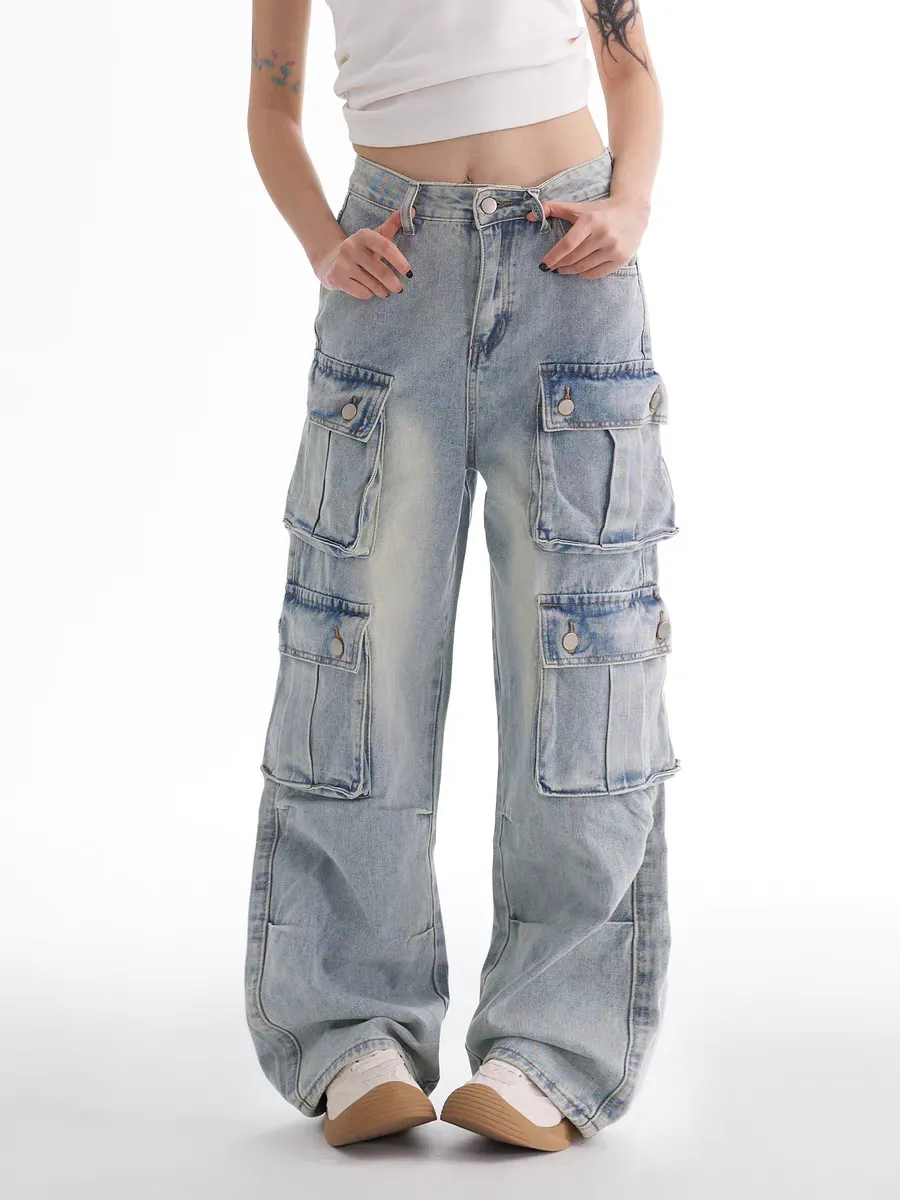 6-Pocket Utility Denim Cargo Jeans