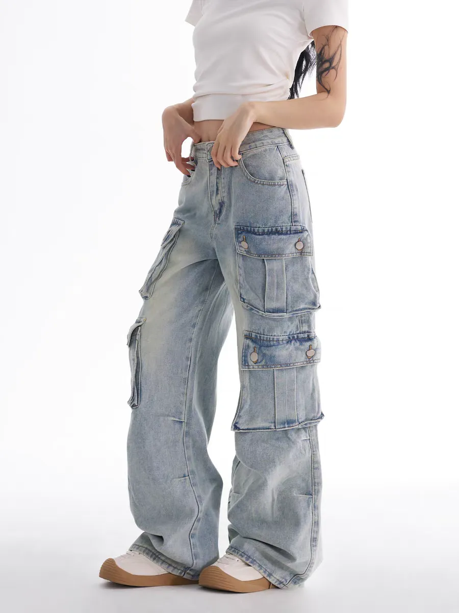 6-Pocket Utility Denim Cargo Jeans