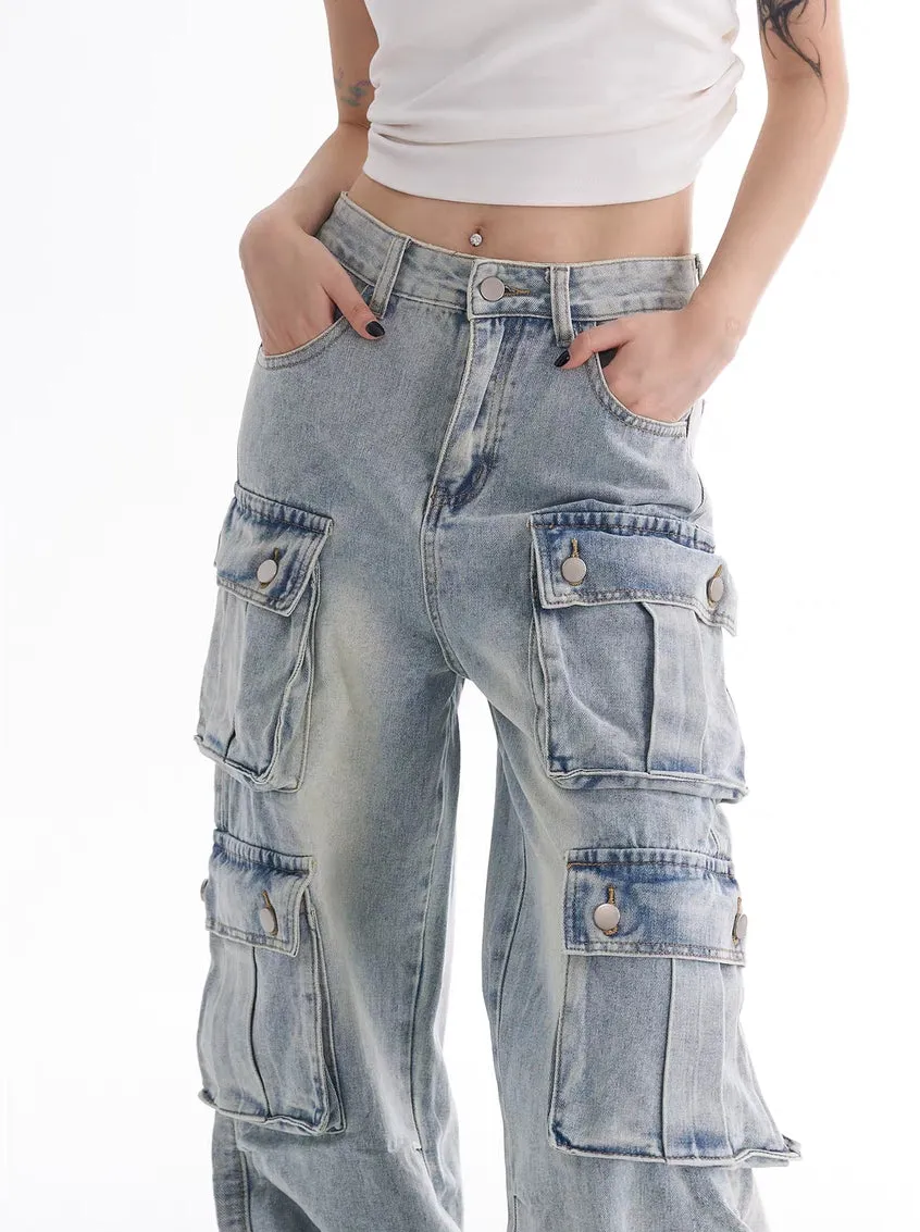 6-Pocket Utility Denim Cargo Jeans