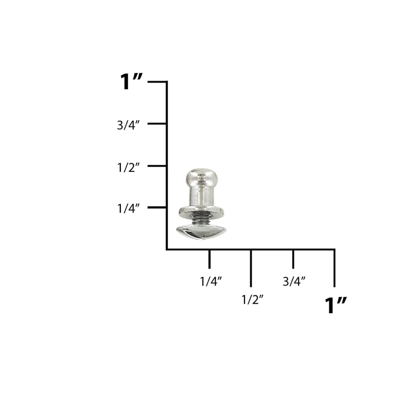 7mm, Gunmetal, Small Collar Button Stud with Screw, Solid Brass - PK5, #P-2712-GUNM