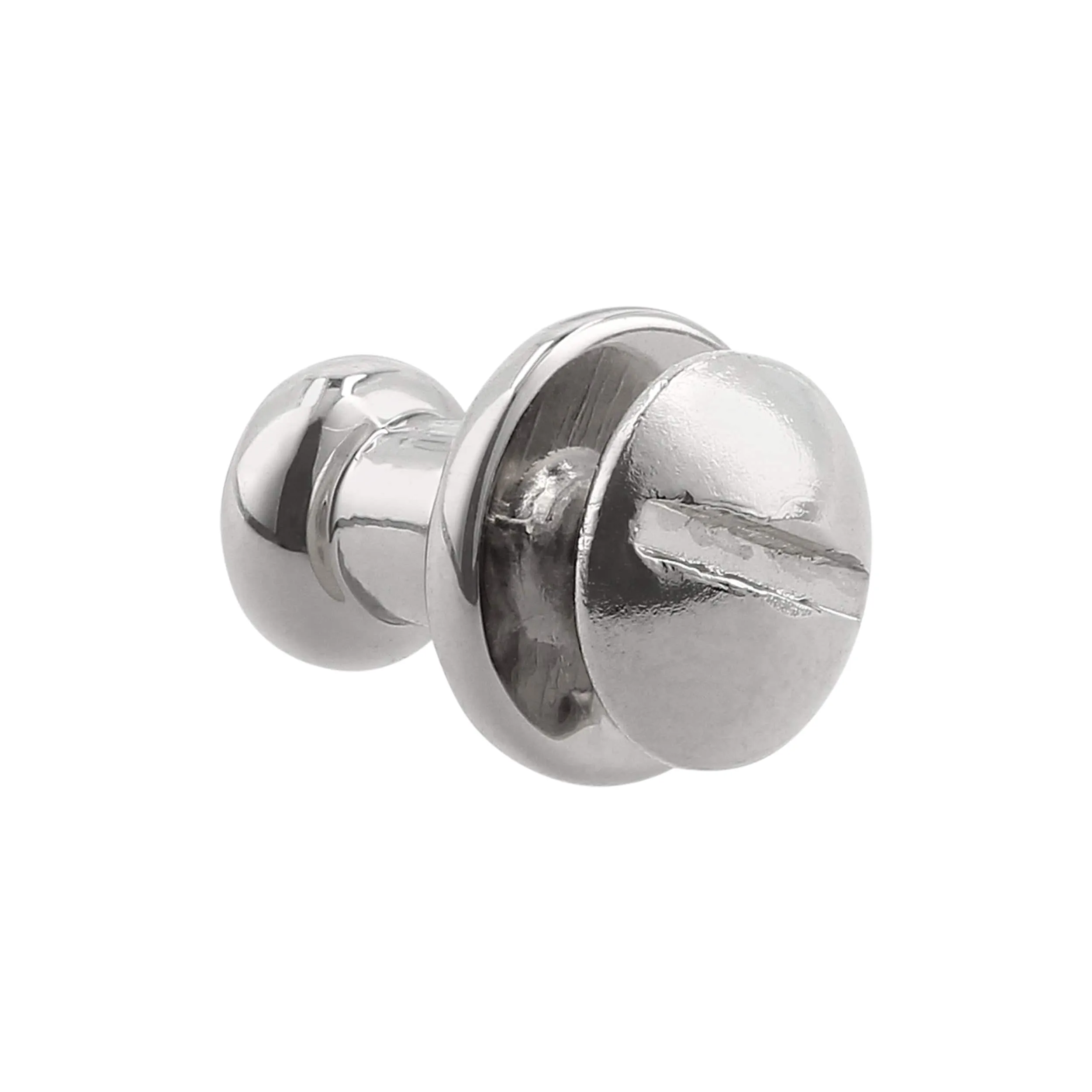 9.5mm, Nickel, Rinestone Collar Button Stud with Screw, Zinc Alloy - PK5, #P-2577