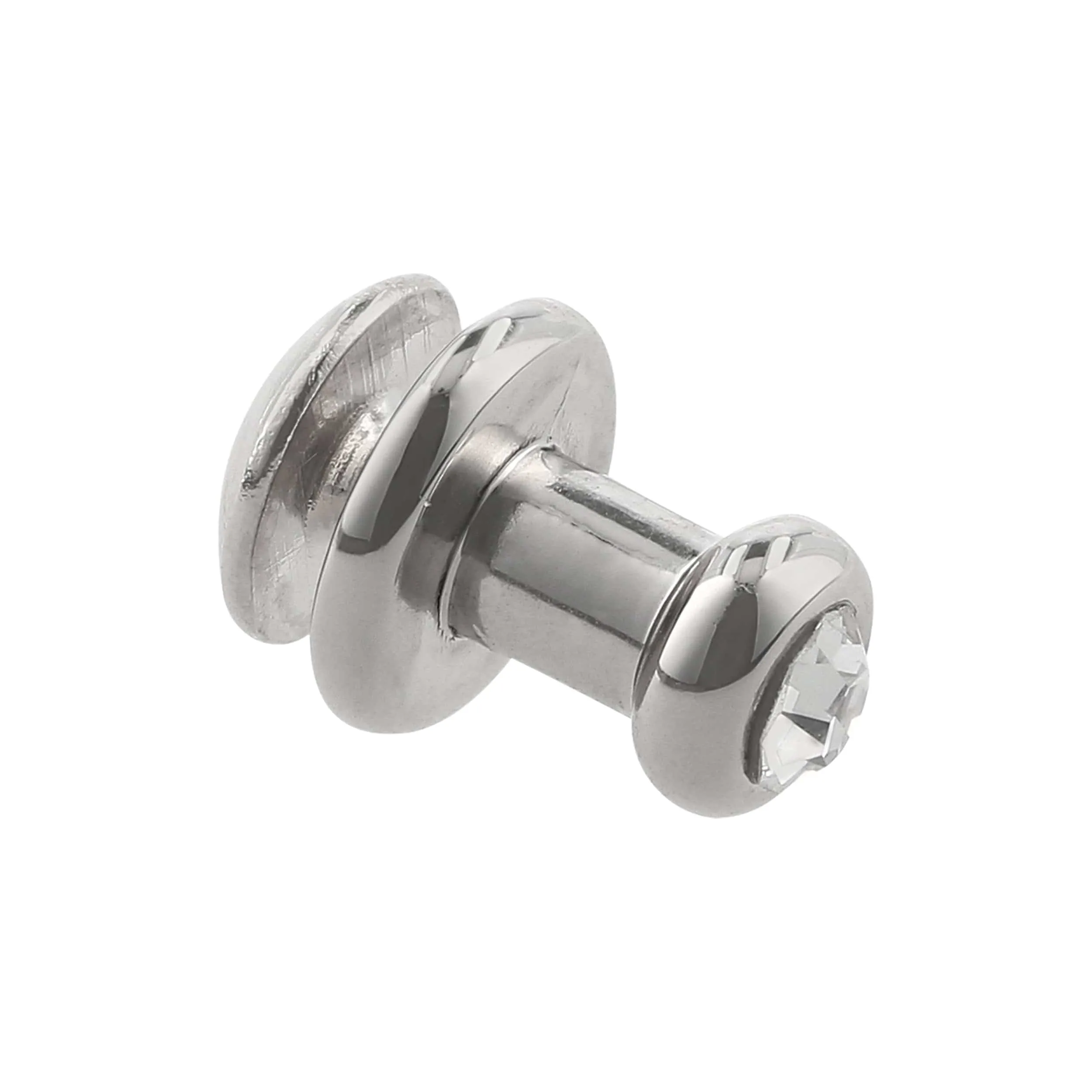 9.5mm, Nickel, Rinestone Collar Button Stud with Screw, Zinc Alloy - PK5, #P-2577