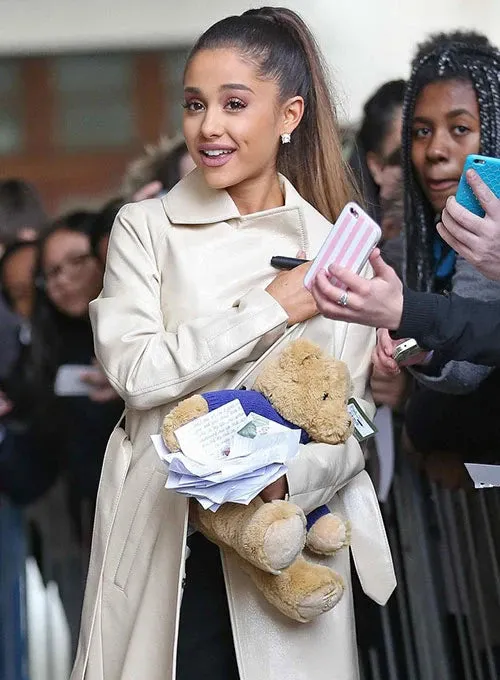 Ariana Grande Long Leather Coat.