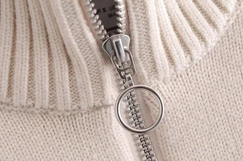 Beige Loose Striped Sweater
