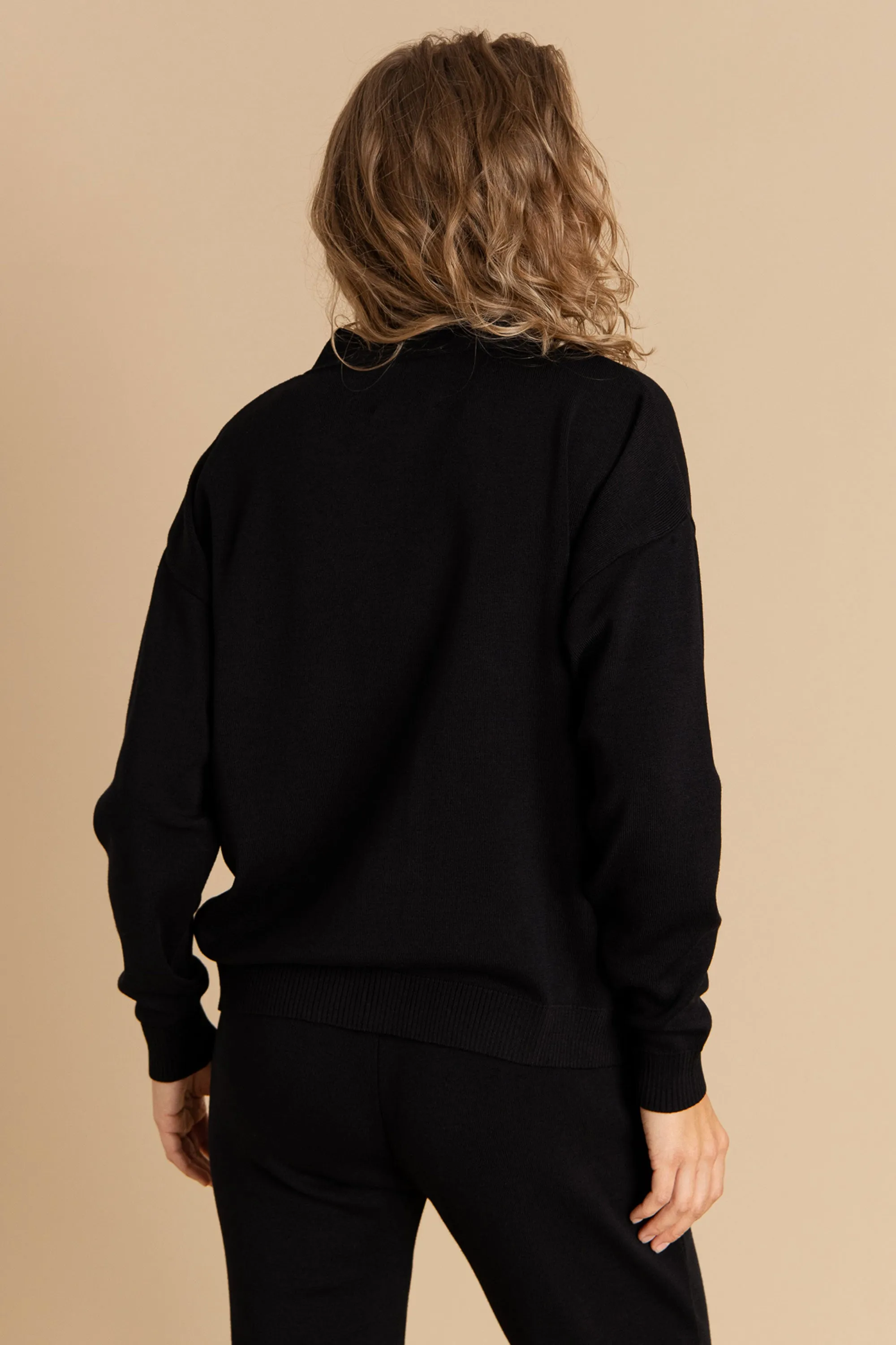 Bene 100% Merino Cardigan Black