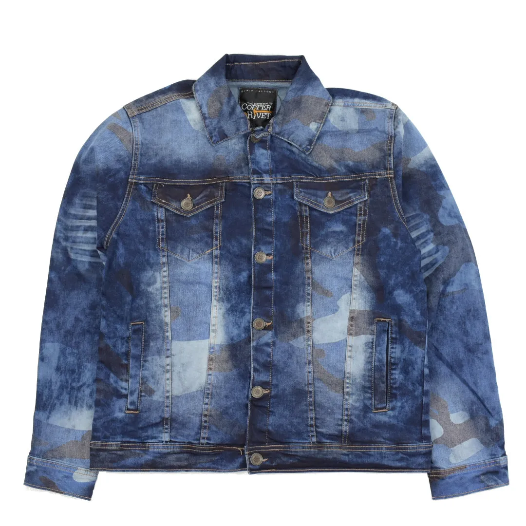 COPPER RIVET CAMO WASHED DENIM JACKET SLIM FIT - 933512