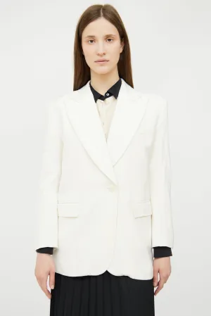 Cream Peak Lapel Oversized Blazer