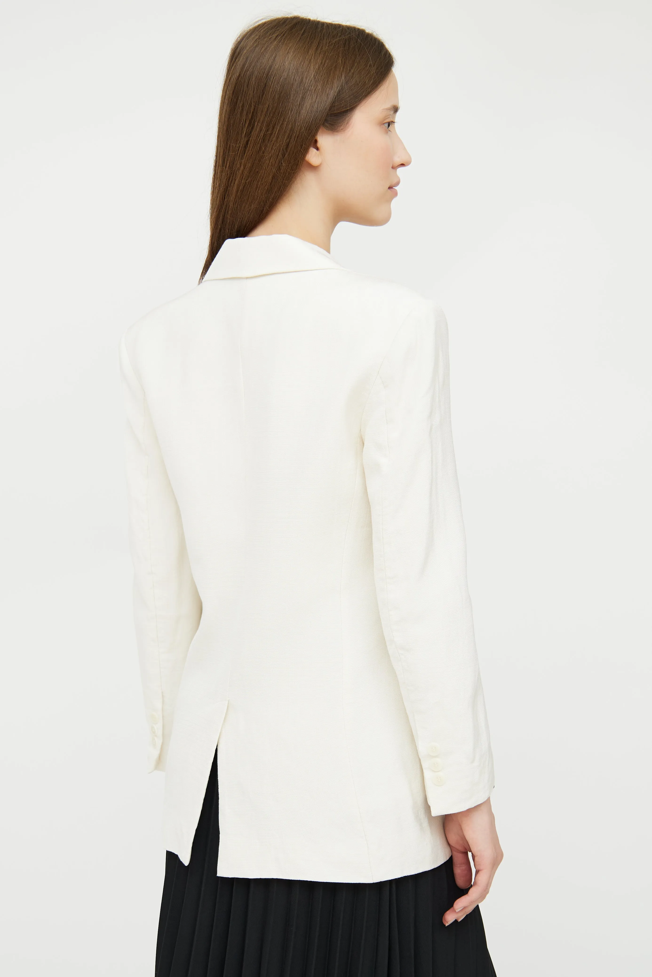 Cream Peak Lapel Oversized Blazer