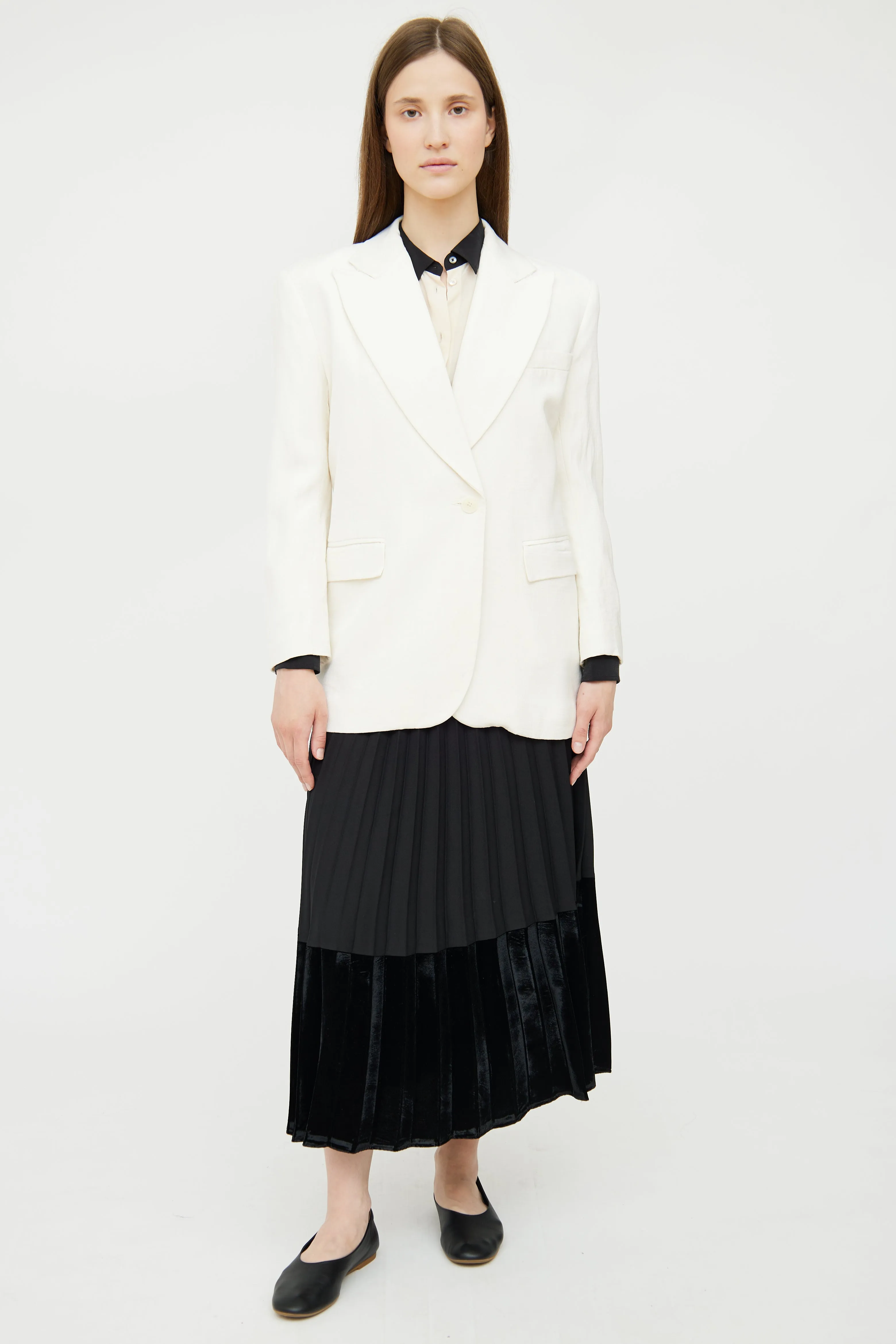 Cream Peak Lapel Oversized Blazer