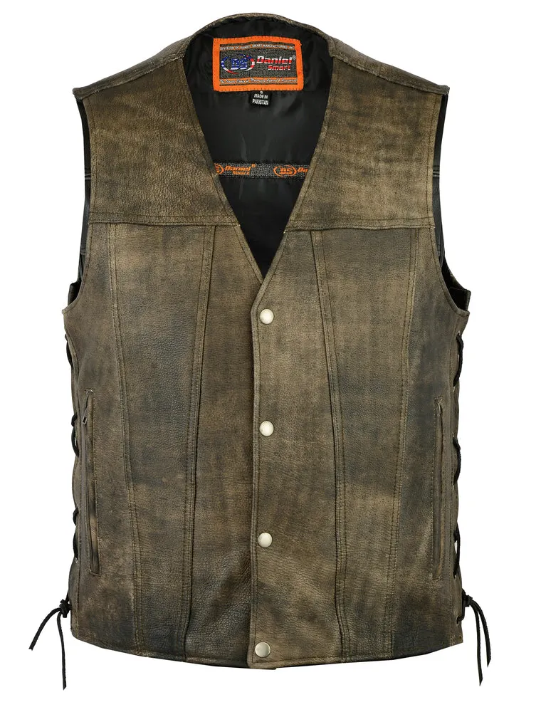 Daniel Smart Men's Antique Brown Single Back Panel Concealed Carry Vest