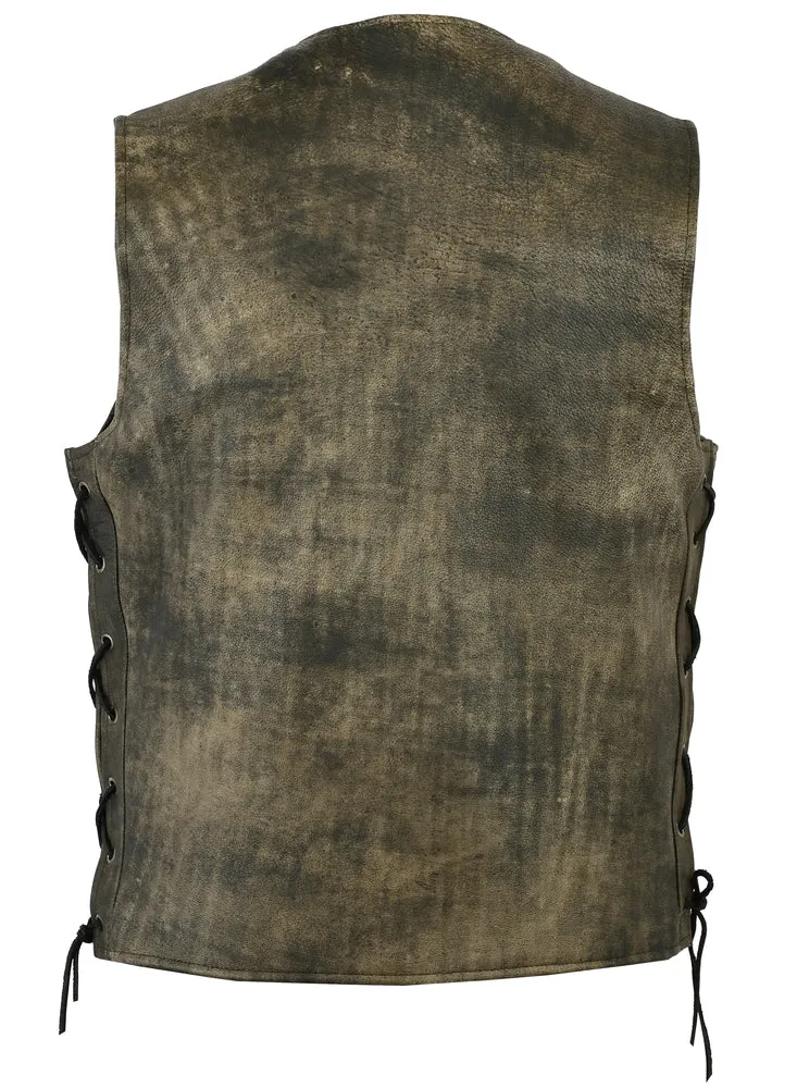 Daniel Smart Men's Antique Brown Single Back Panel Concealed Carry Vest
