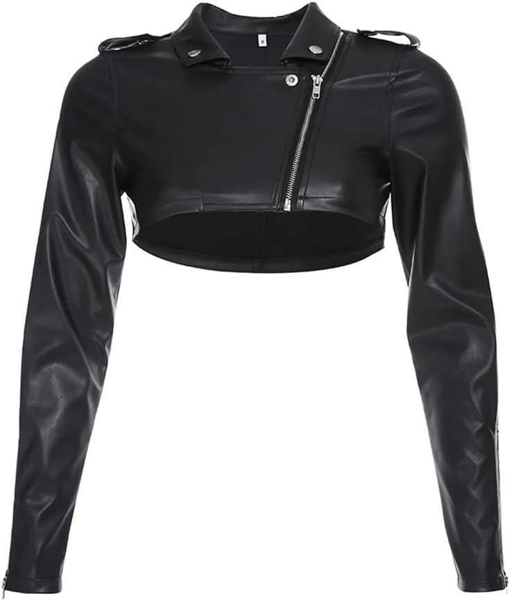 Goth Crop Top for Women 80s Emo Alt Punk Jacket Coat