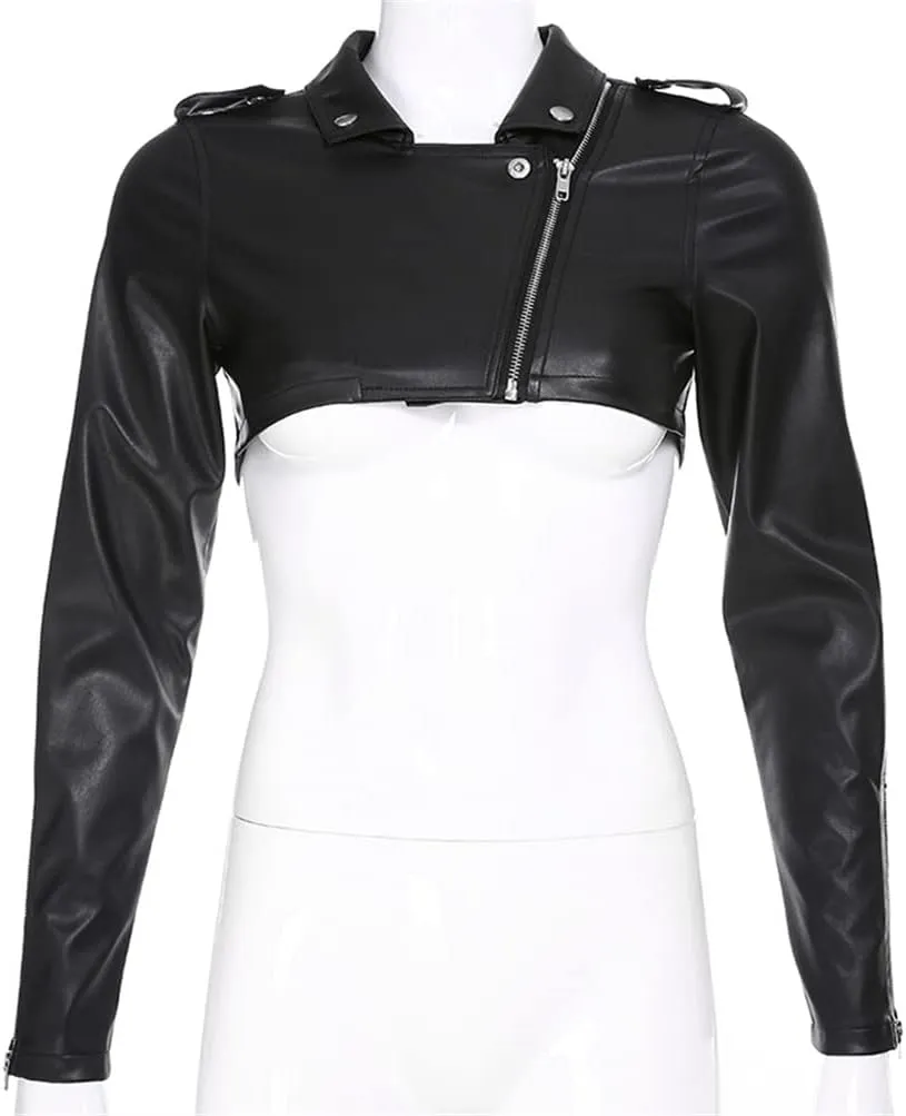 Goth Crop Top for Women 80s Emo Alt Punk Jacket Coat