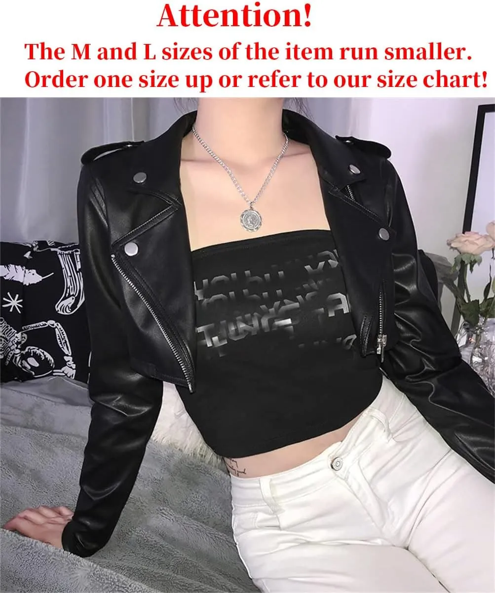 Goth Crop Top for Women 80s Emo Alt Punk Jacket Coat