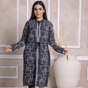 Imported Front Open Davy Gray Cozy Belted Cardigan Sweater - (CGN22)