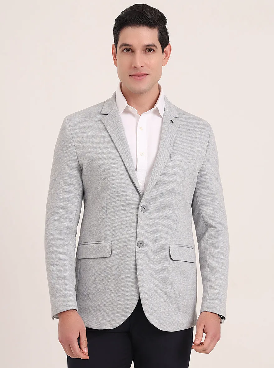 Light Grey Solid Regular Fit Blazer | JB Studio