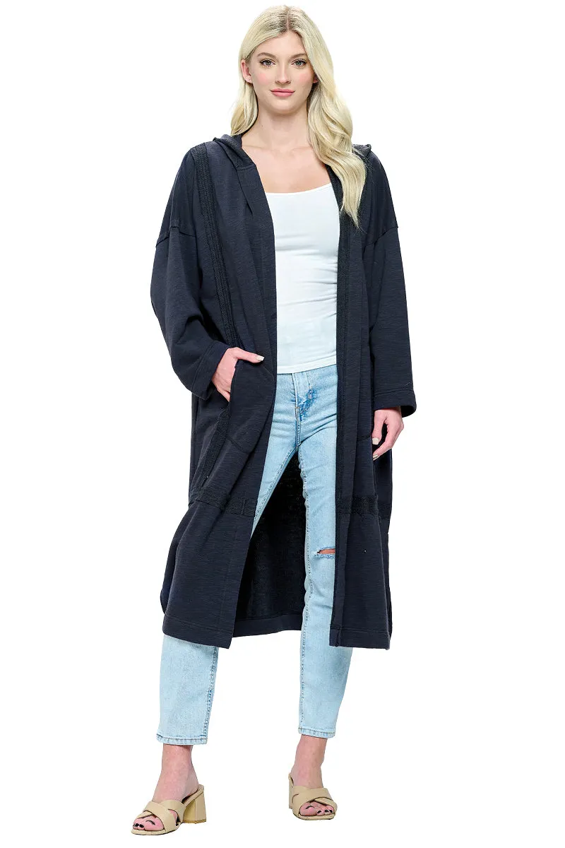 Long Hooded Jacket Patchwork
