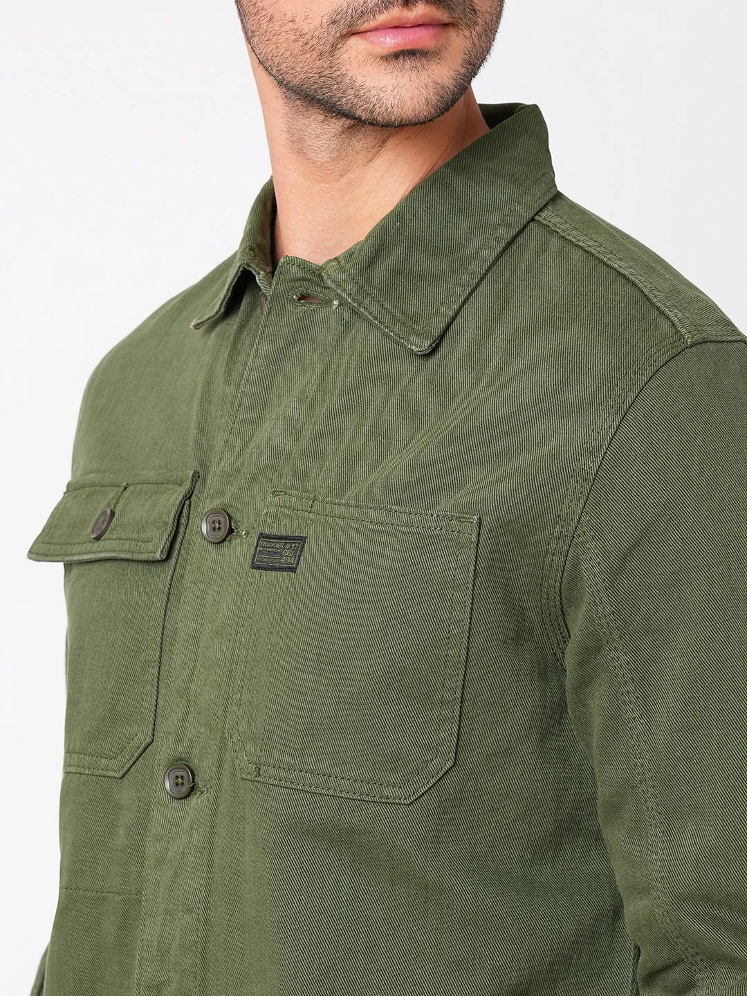Military Green Full Sleeve Cotton Jacket