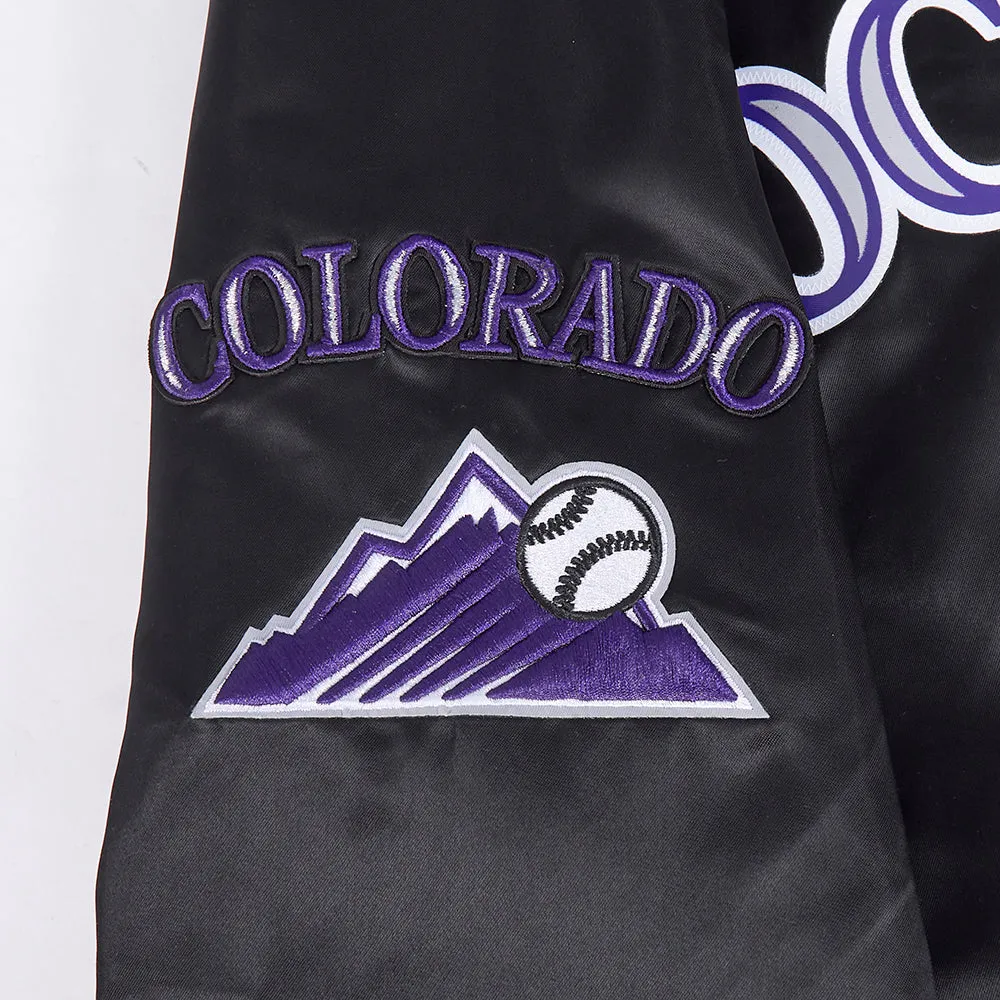 MLB COLORADO ROCKIES BIG LOGO MEN'S SATIN JACKET (BLACK)