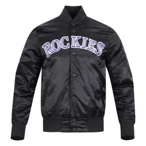 MLB COLORADO ROCKIES BIG LOGO MEN'S SATIN JACKET (BLACK)