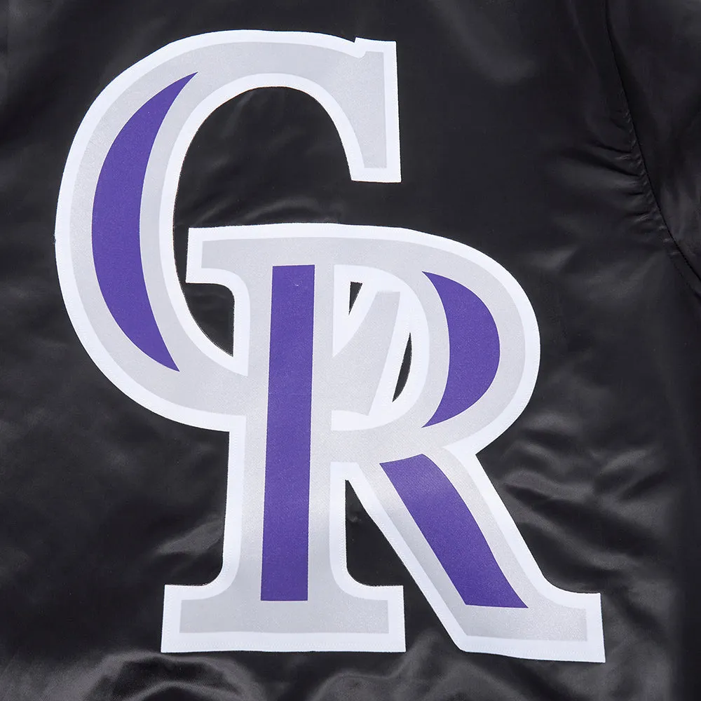 MLB COLORADO ROCKIES BIG LOGO MEN'S SATIN JACKET (BLACK)
