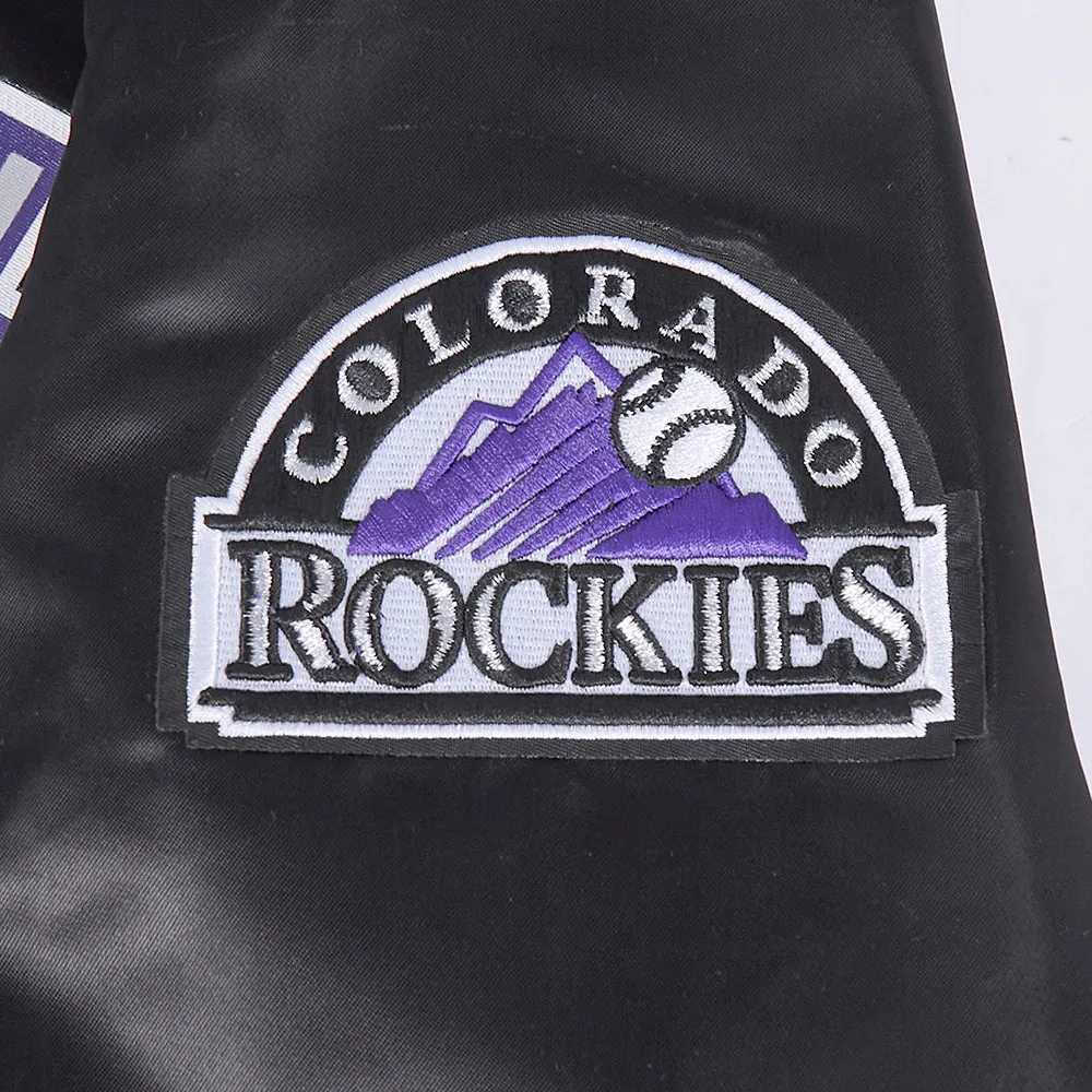 MLB COLORADO ROCKIES BIG LOGO MEN'S SATIN JACKET (BLACK)