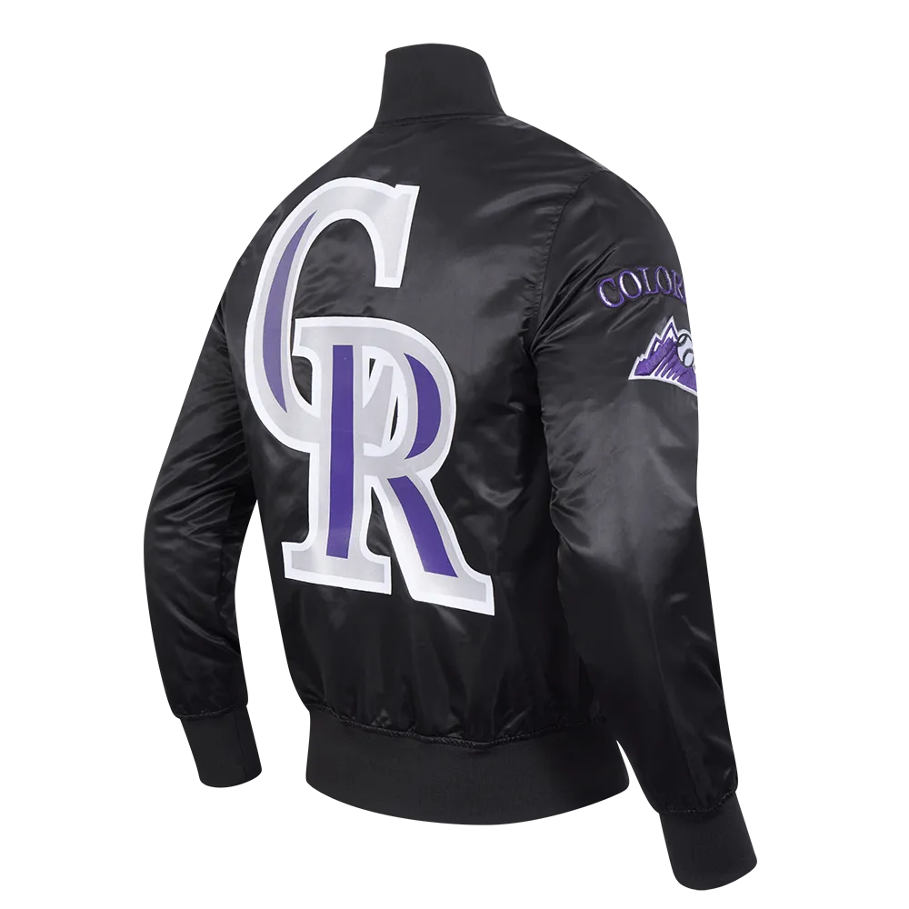 MLB COLORADO ROCKIES BIG LOGO MEN'S SATIN JACKET (BLACK)