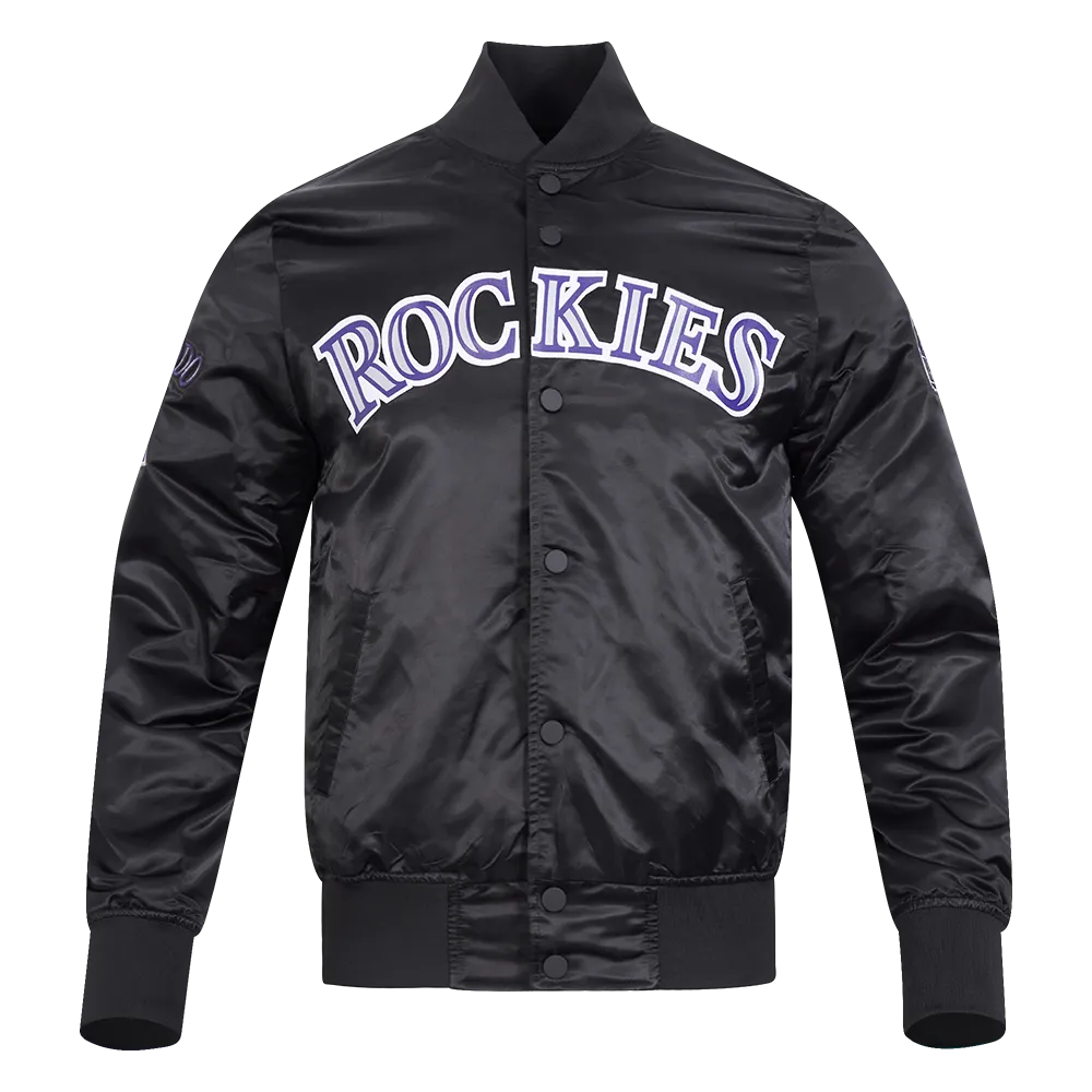 MLB COLORADO ROCKIES BIG LOGO MEN'S SATIN JACKET (BLACK)