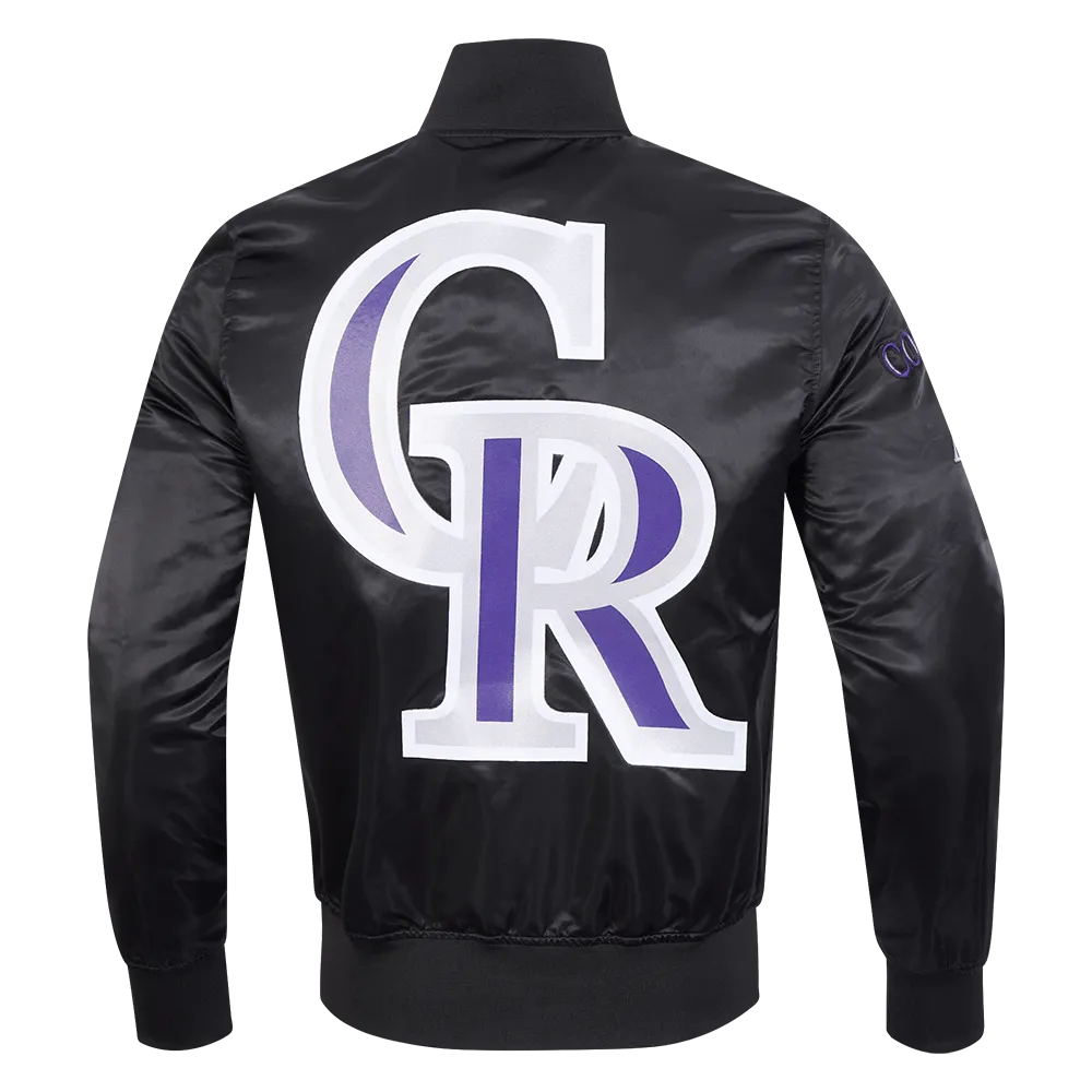 MLB COLORADO ROCKIES BIG LOGO MEN'S SATIN JACKET (BLACK)