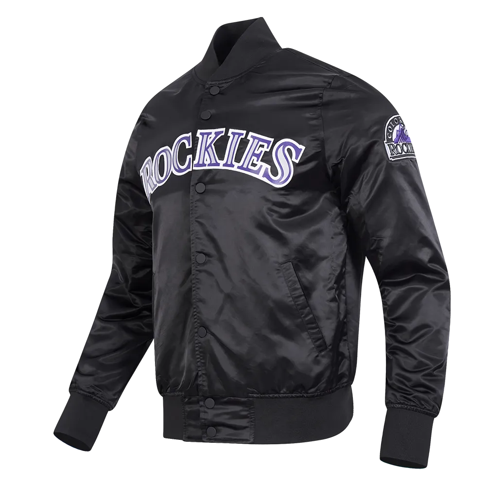MLB COLORADO ROCKIES BIG LOGO MEN'S SATIN JACKET (BLACK)
