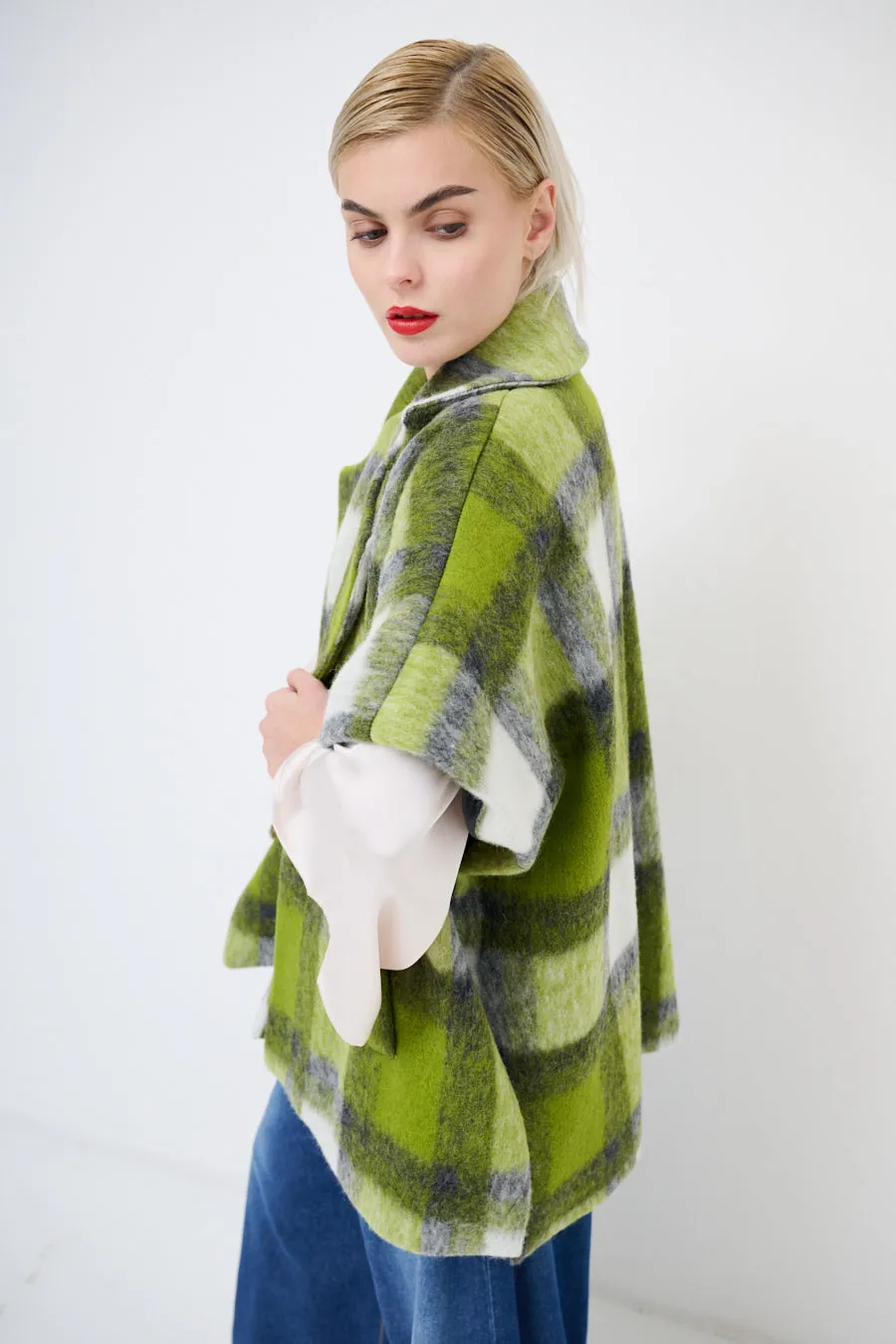 Oversized plaid cape jacket wholesale