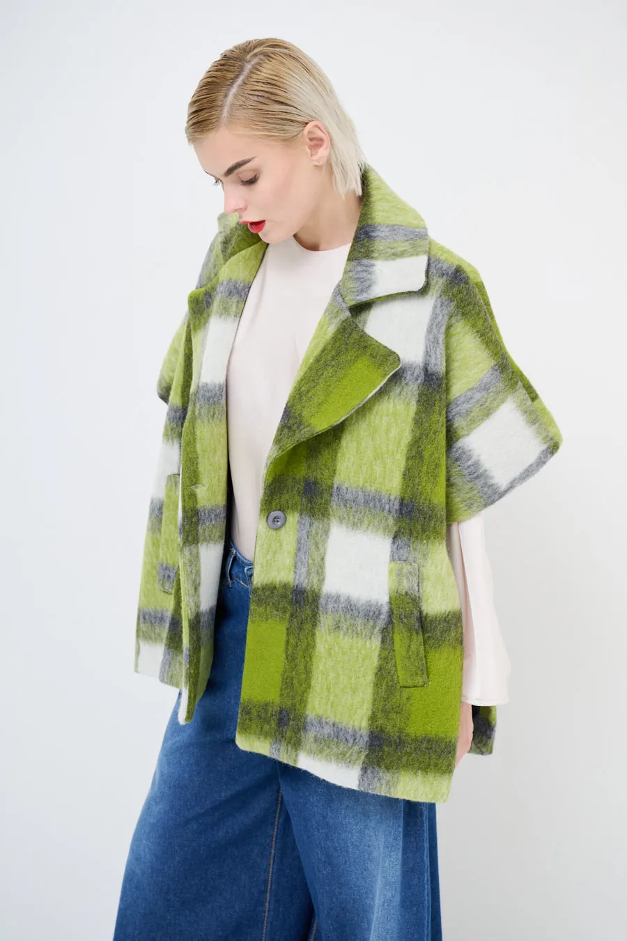 Oversized plaid cape jacket wholesale