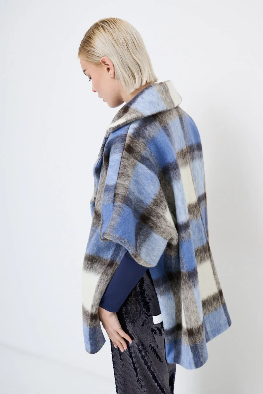 Oversized plaid cape jacket wholesale
