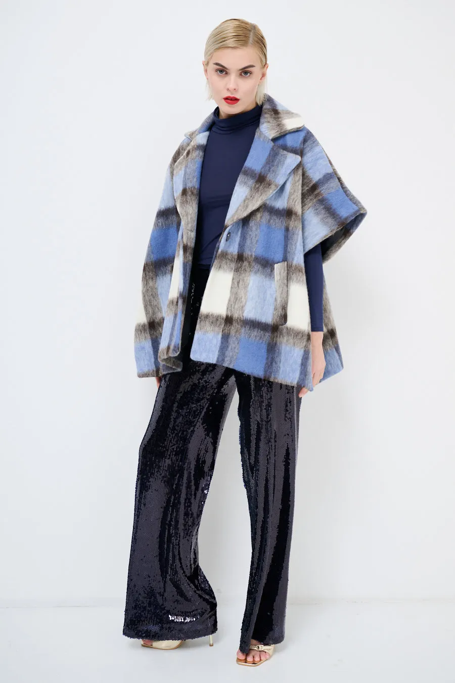 Oversized plaid cape jacket wholesale