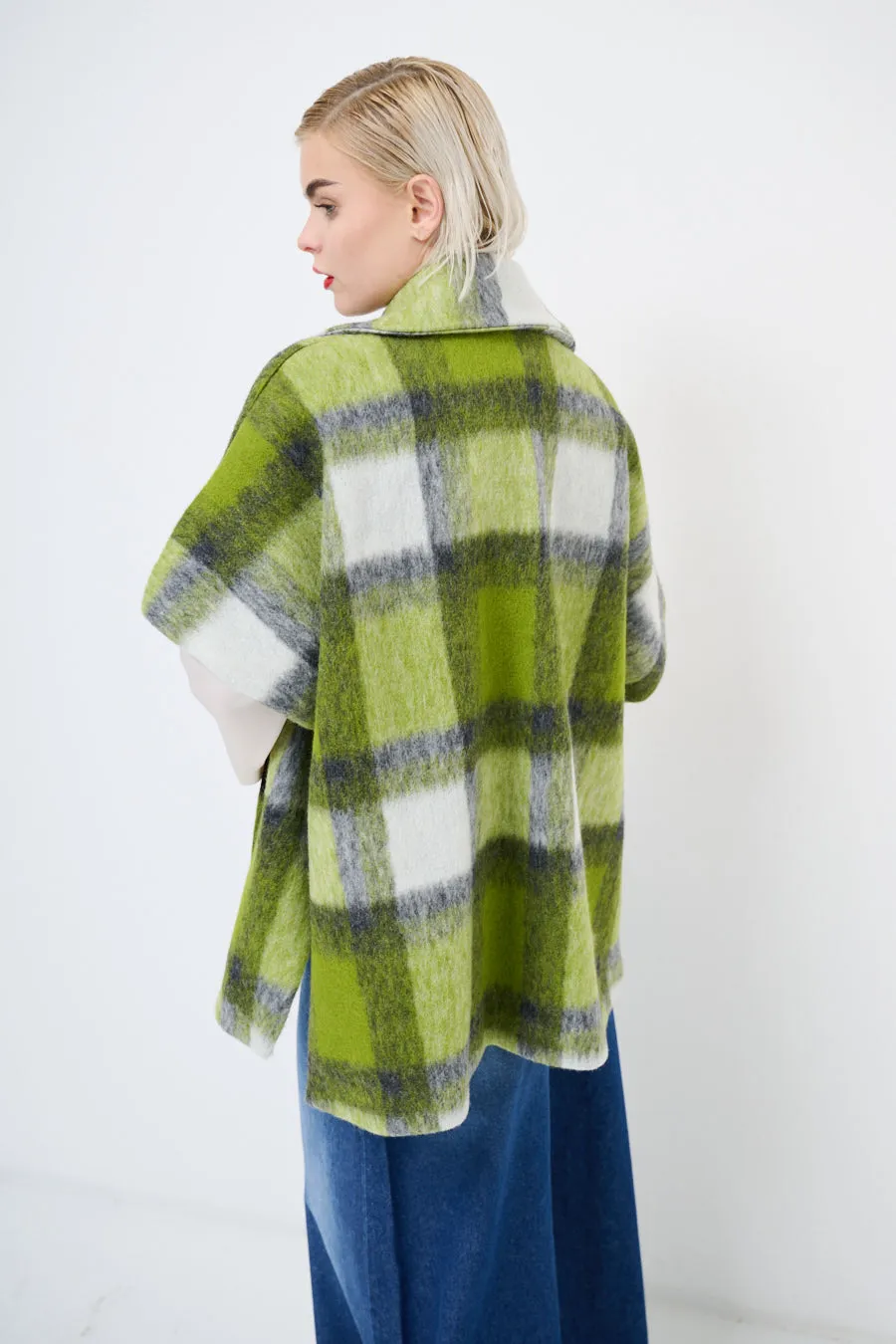 Oversized plaid cape jacket wholesale