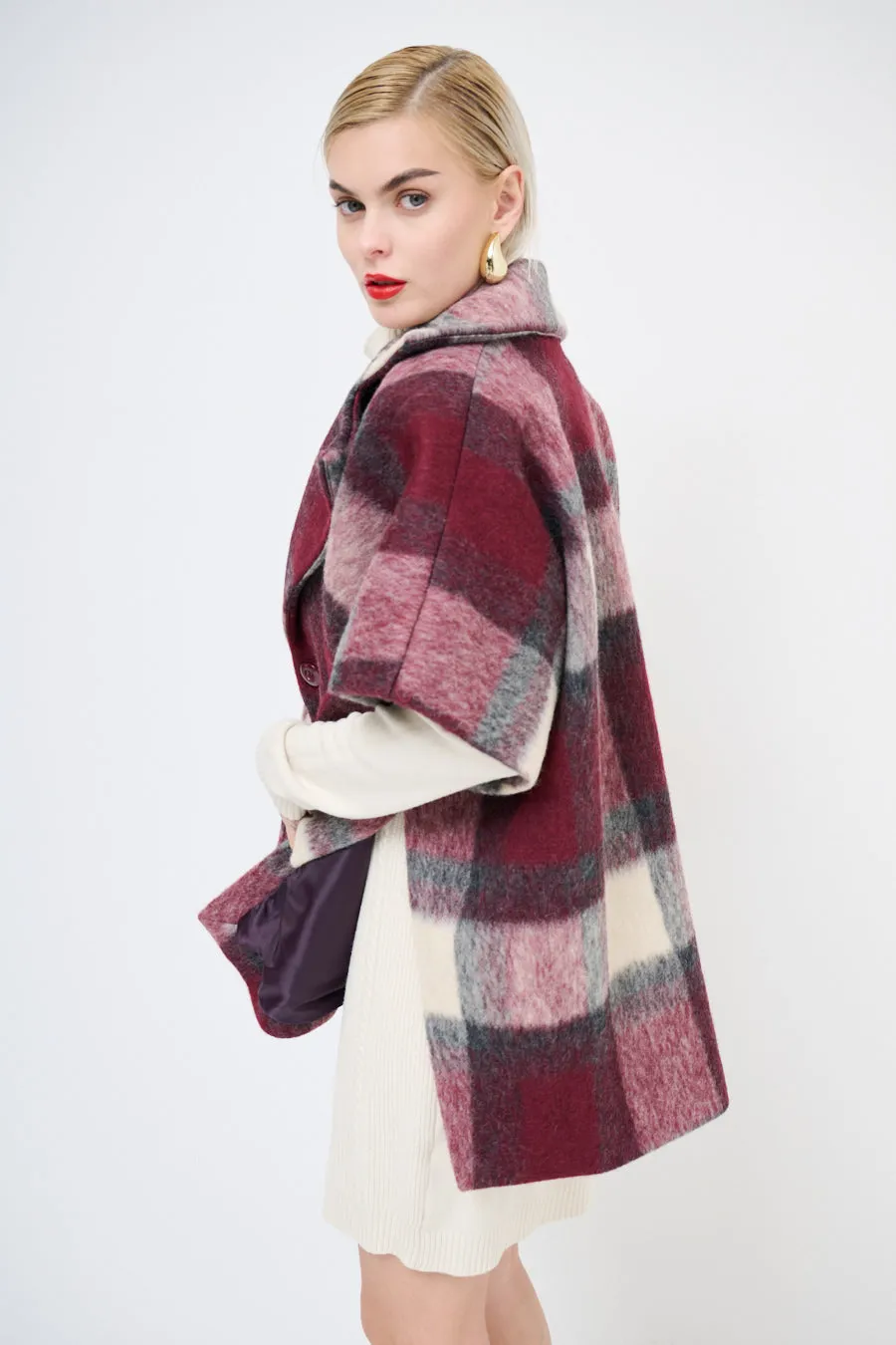 Oversized plaid cape jacket wholesale