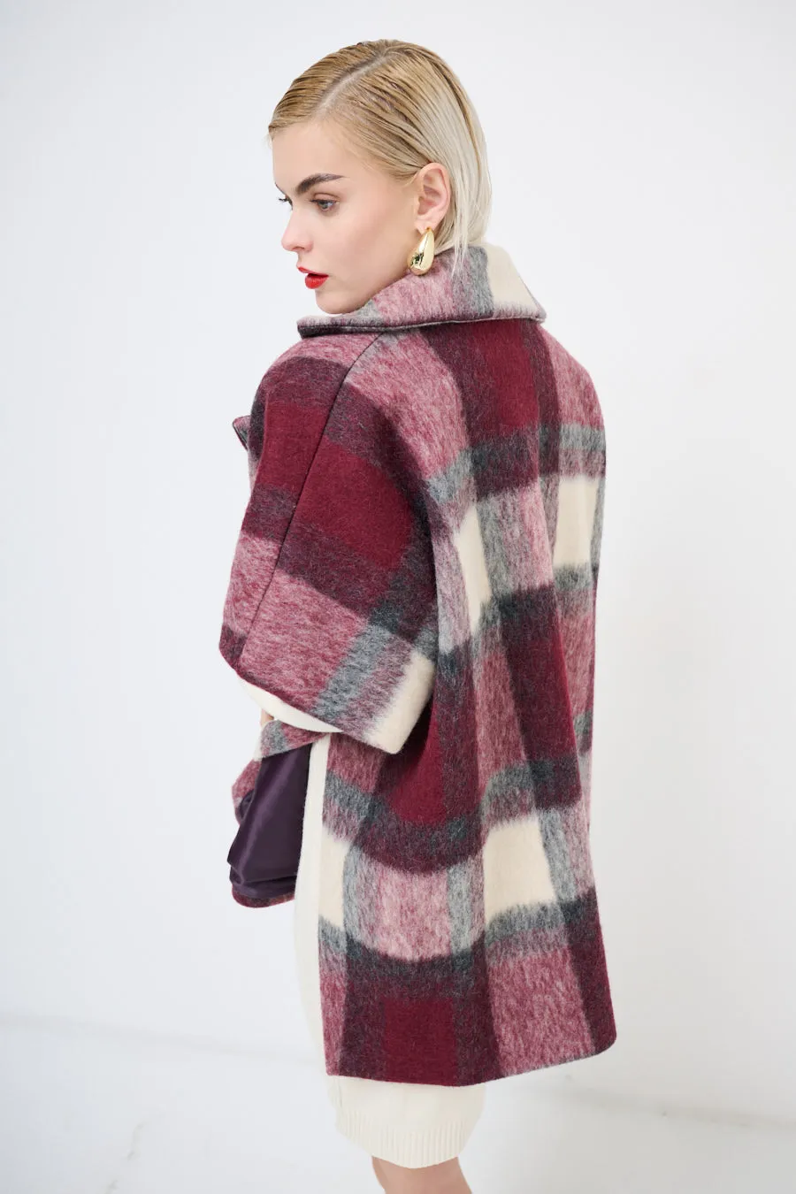 Oversized plaid cape jacket wholesale