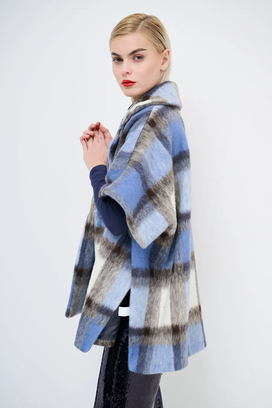 Oversized plaid cape jacket wholesale