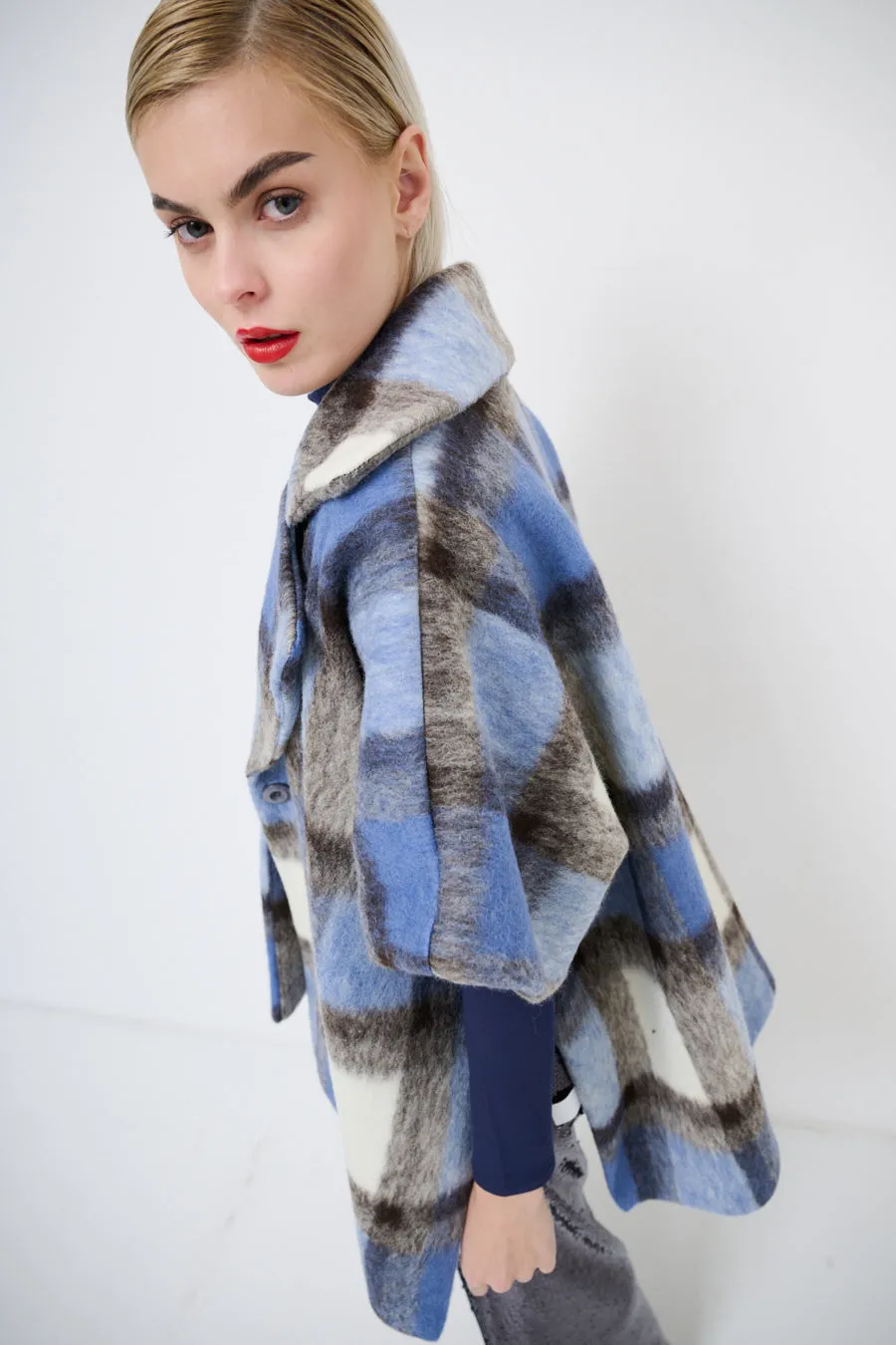 Oversized plaid cape jacket wholesale