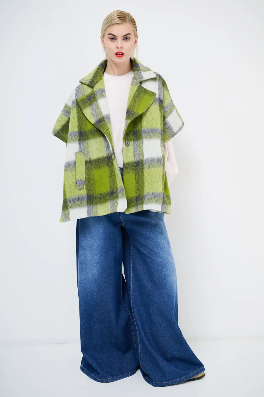 Oversized plaid cape jacket wholesale