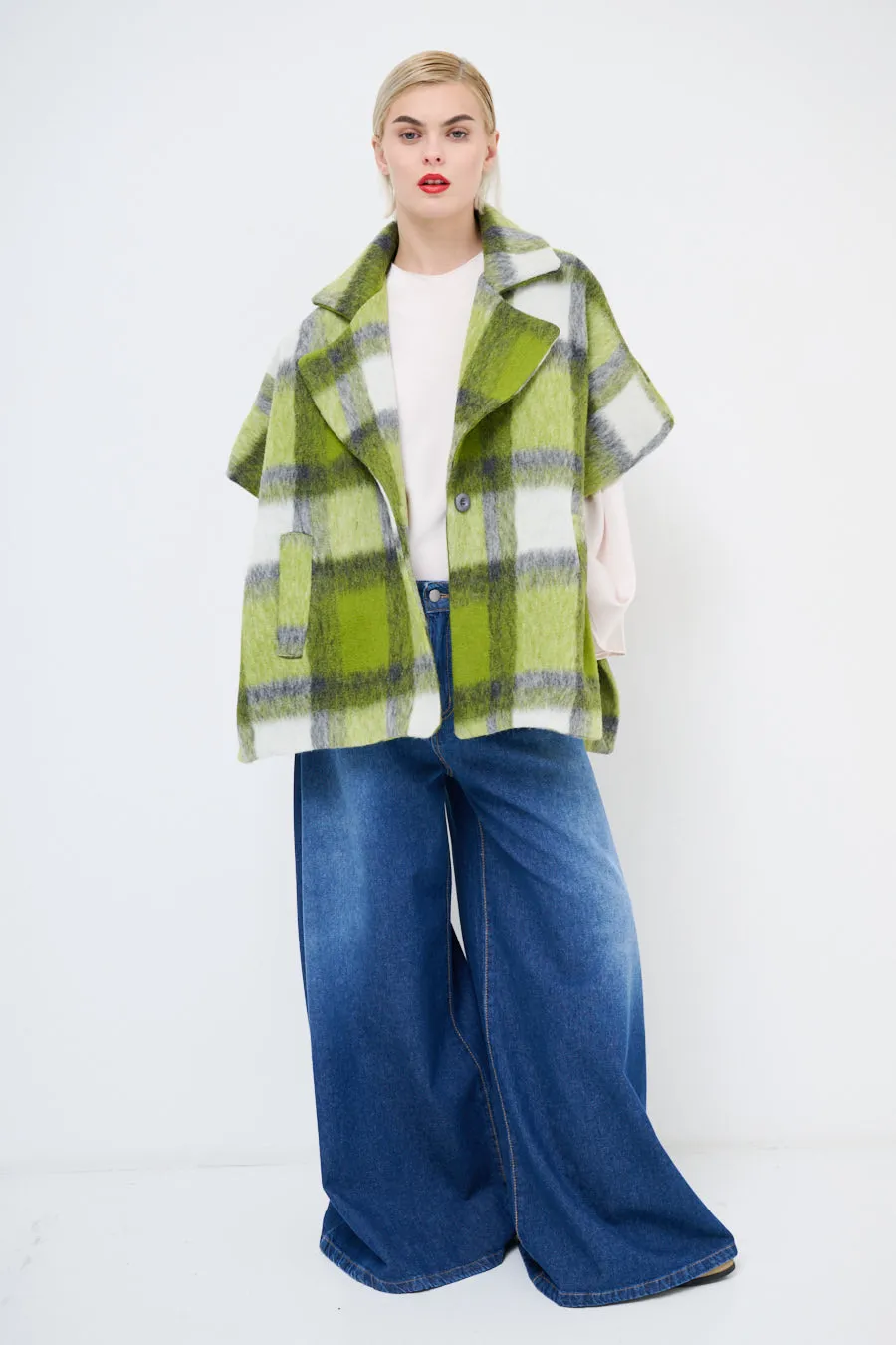 Oversized plaid cape jacket wholesale