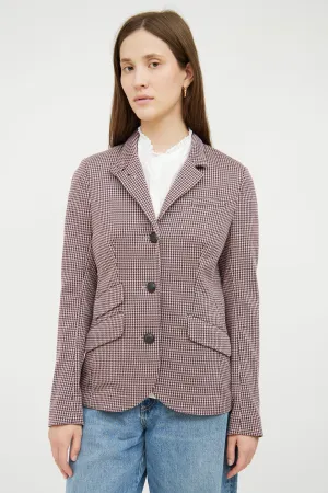 Pink & Burgundy Houndstooth Blazer