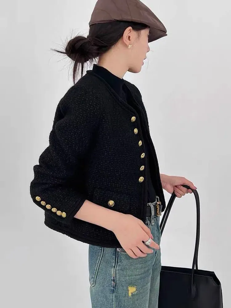 Toleet-Winter Outfits Christmas Black Friday Spring Autumn Spring Jakcet Women New Fashion Small Fragrance Buckle Female Tops Korean Chic Long Sleeve Tweed Coats Female