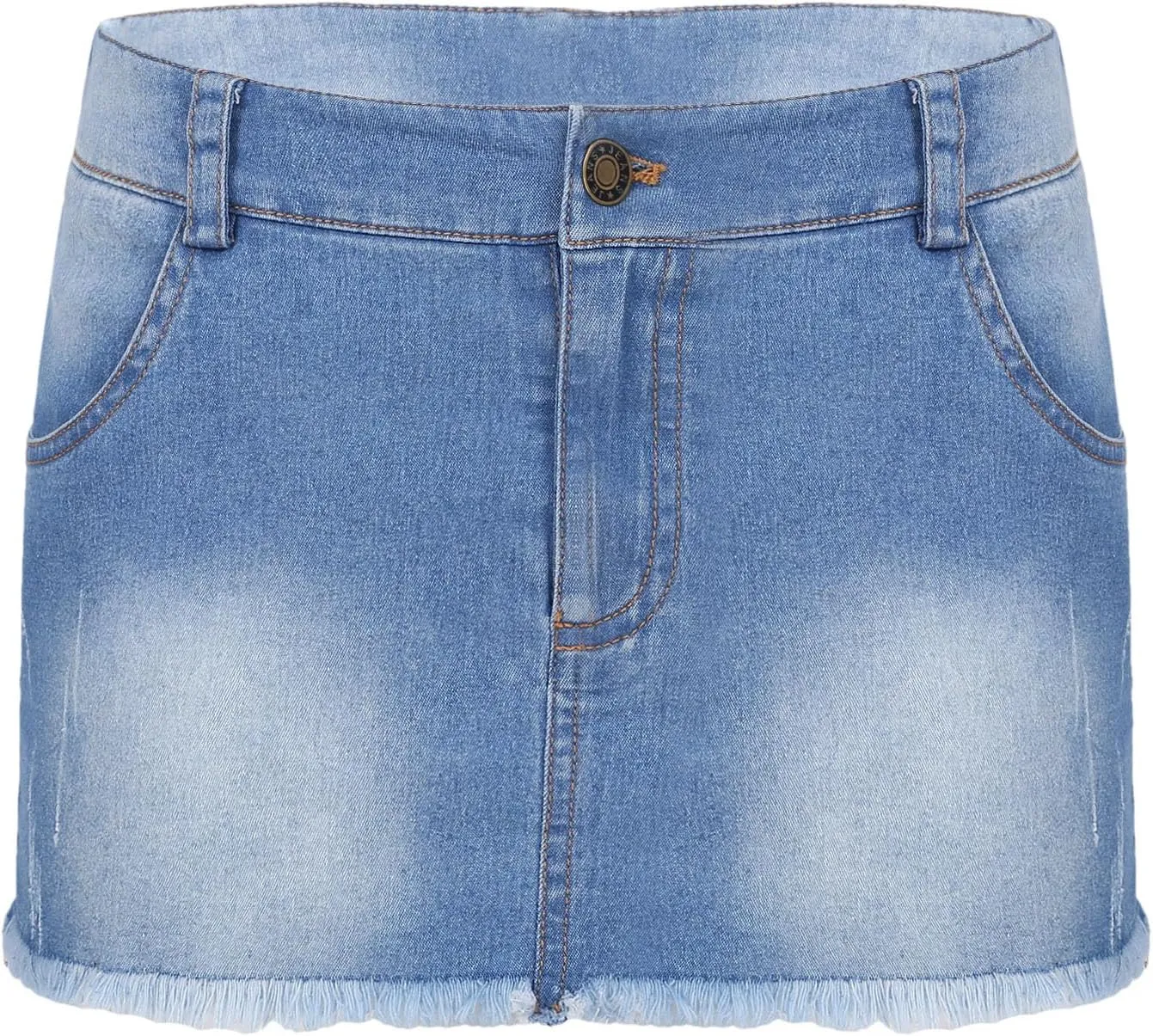 Womens Party Pencil Denim Mini Skirt Zipper Fly Slim Fit Bodycon Jeans Skirts with Pockets