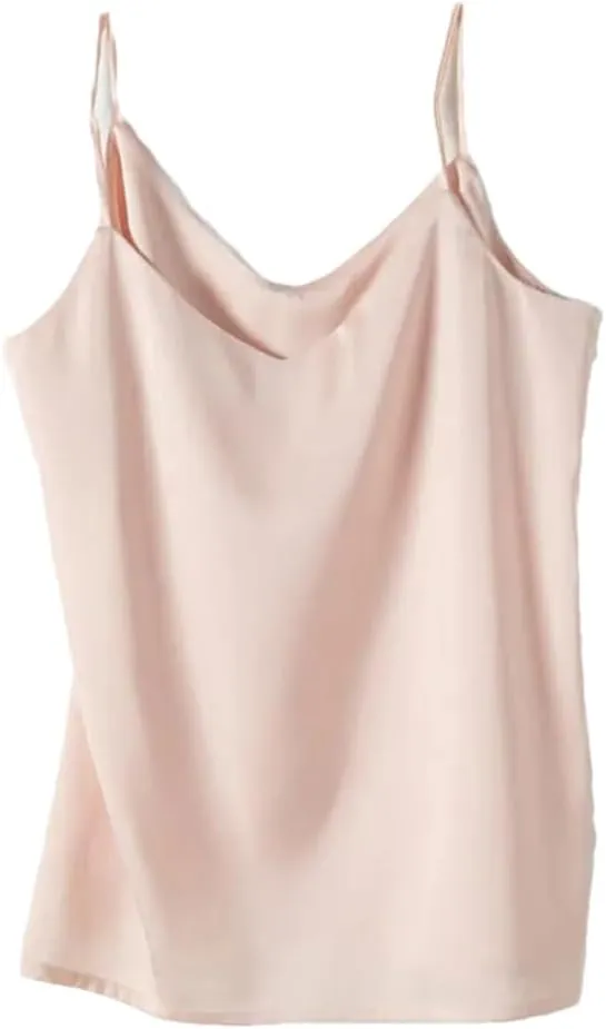 Women's Sexy Satin Cropped Top V Neck Bandeau Top Basic Camisole Summer Sleeveless Tank Top