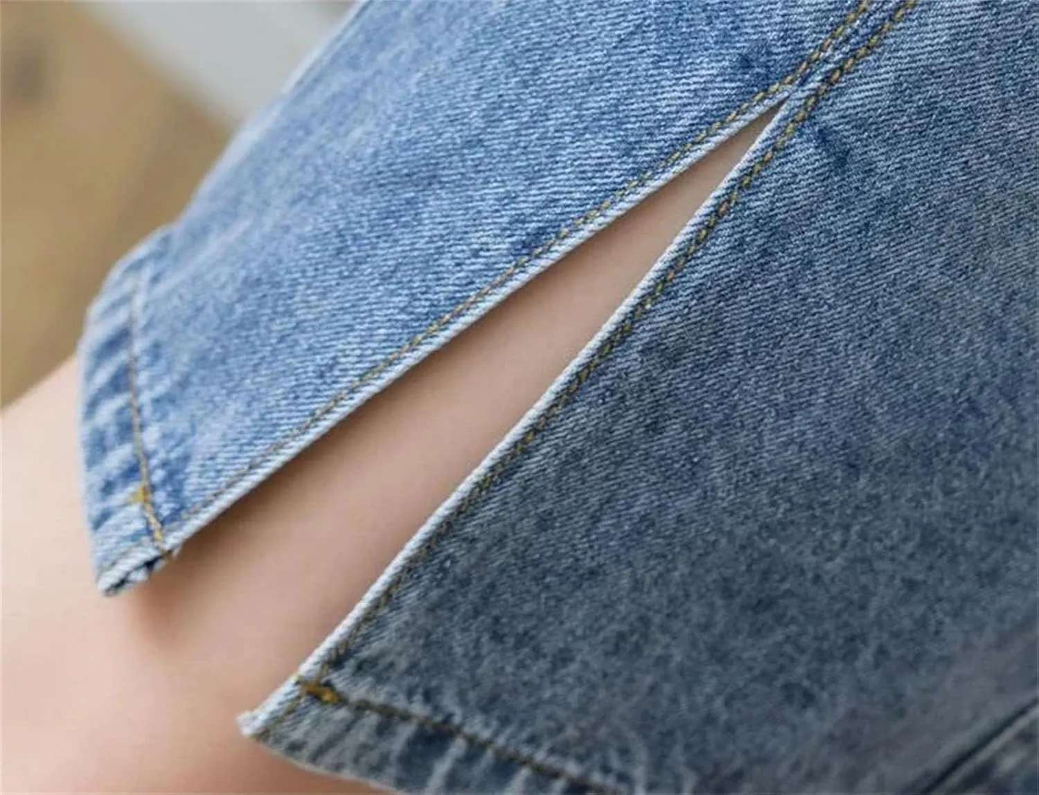 Women's Summer Slit Denim Skirt Midi A Line Jeans Skirts with Pocket