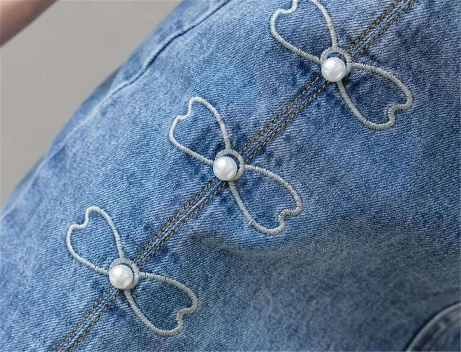 Women's Summer Slit Denim Skirt Midi A Line Jeans Skirts with Pocket